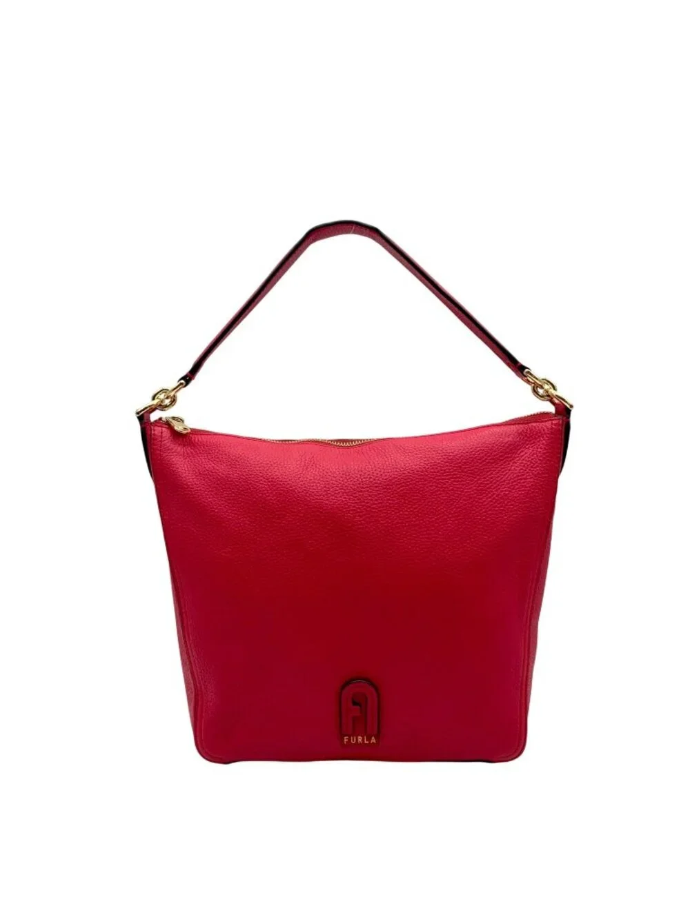 Furla Hot Pink Pebbled Leather Atena Hobo Bag